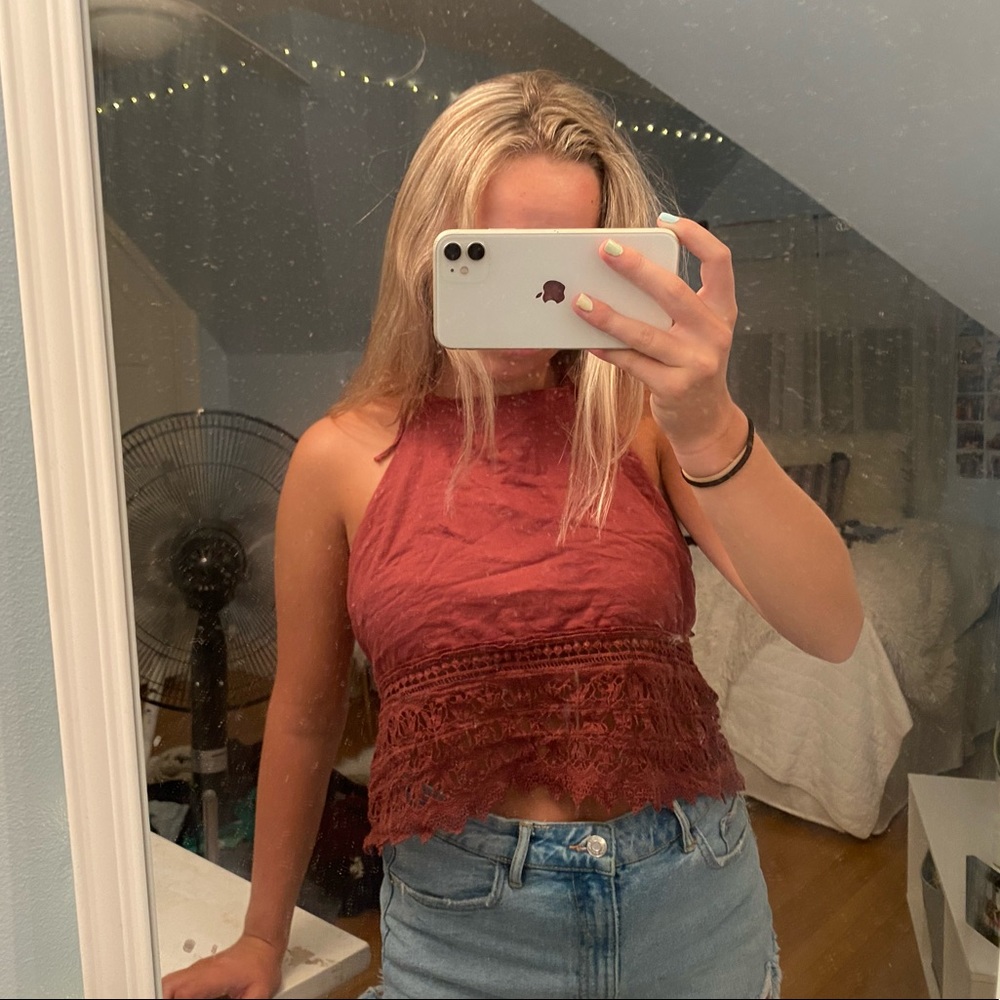 AEO Red Wrap Tank Top